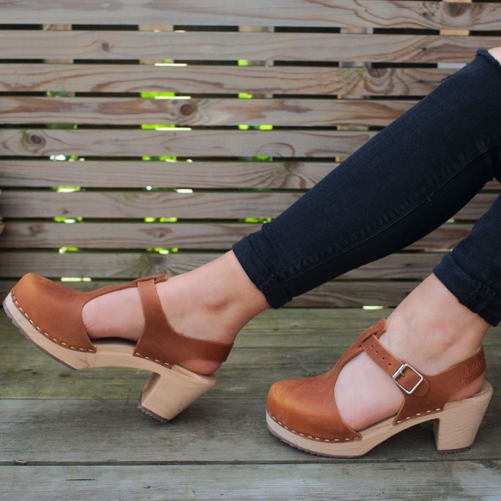 Lotta From Stockholm High Heel T-bar Clog sz 9/9.5